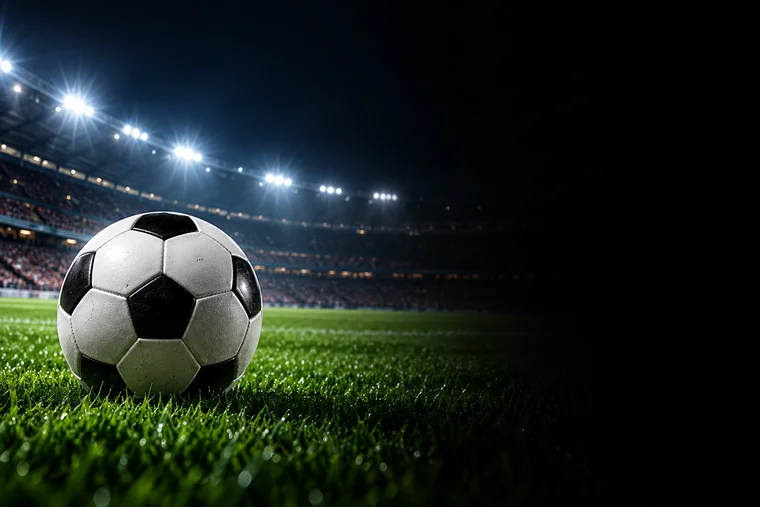 Pallone in uno stadio illuminato